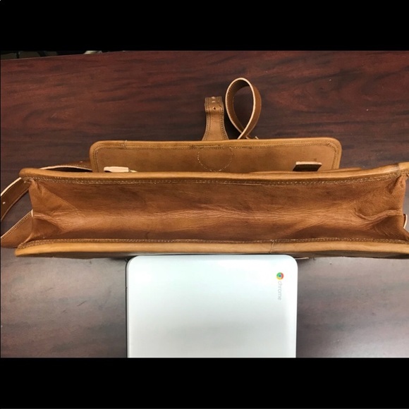 Skh leather laptop Briefcase d orange brown,NWT - Picture 6 of 8